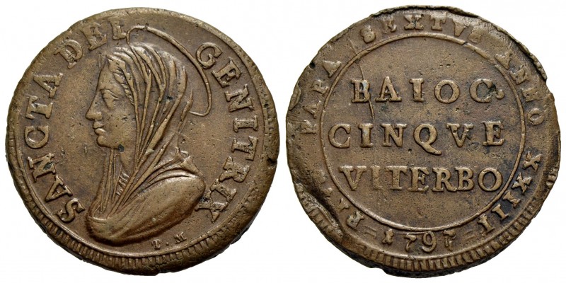 VITERBO - Pio VI (1775-1799) - Madonnina - 1797 - CU NC CNI 3; Munt. 424
BB+