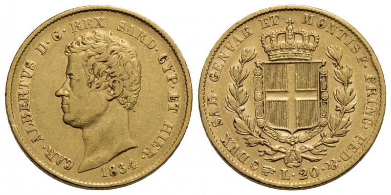 Carlo Alberto (1831-1849) - 20 Lire - 1834 T - AU Pag. 180; Mont. 49
BB+/qSPL