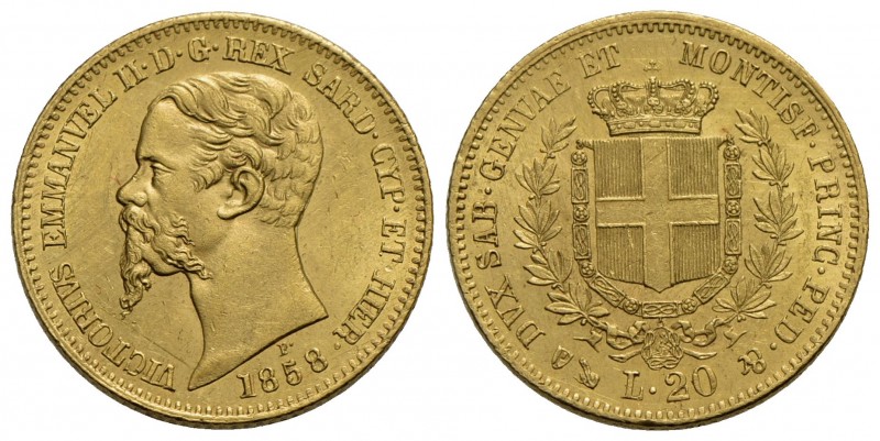 Vittorio Emanuele II (1849-1861) - 20 Lire - 1858 G - AU Pag. 352; Mont. 21
qFD...