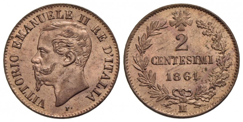 Vittorio Emanuele II Re d'Italia (1861-1878) - 2 Centesimi - 1861 M - CU Pag. 55...