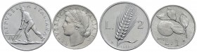 Repubblica Italiana (emissioni in lire) (1946-2001) - 2 Lire - 1949 - IT NC Mont. 6 assieme a Lira 1949 - Lotto di due monete
qFDC