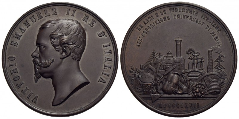 SAVOIA - Vittorio Emanuele II Re d'Italia (1861-1878) - Medaglia - 1867 - Esposi...