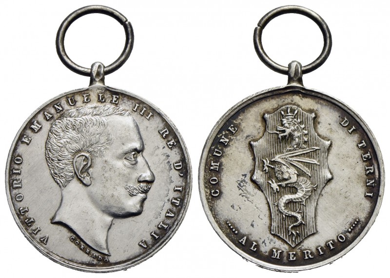 SAVOIA - Vittorio Emanuele III (1900-1943) - Medaglia - Comune di Terni - Testa ...