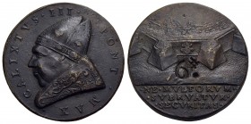 PAPALI - Callisto III (1455-1458) - Medaglia - Busto a s. - R/ La cinta muraria Ø: 38 mm. - (AE g. 29,1) R Mod. 52 Contromarche (?) al R/
BB-SPL
