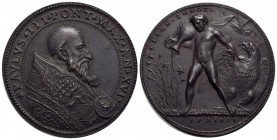 PAPALI - Paolo III (1534-1549) - Medaglia - A. XVI - Busto con piviale a d. - R/ Ganimede versa acqua da un'anfora Ø: 40 mm. - (AE g. 25,9) RR Mod. 31...