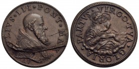 PAPALI - Giulio III (1550-1555) - Medaglia - A. V - Busto con piviale a d. - R/ La Vergine col Bambino Ø: 30 mm. - (AE g. 14,7) Difetto al D/
qFDC