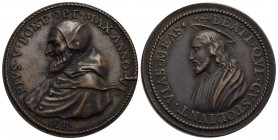 PAPALI - Pio V (1566-1572) - Medaglia - A. VI - Gesù - Busto a s. - R/ Busto di Gesú nimbato a s. Opus: Bnzagni Ø: 33 mm. - (AE g. 22,5) RR Mod. 631 (...