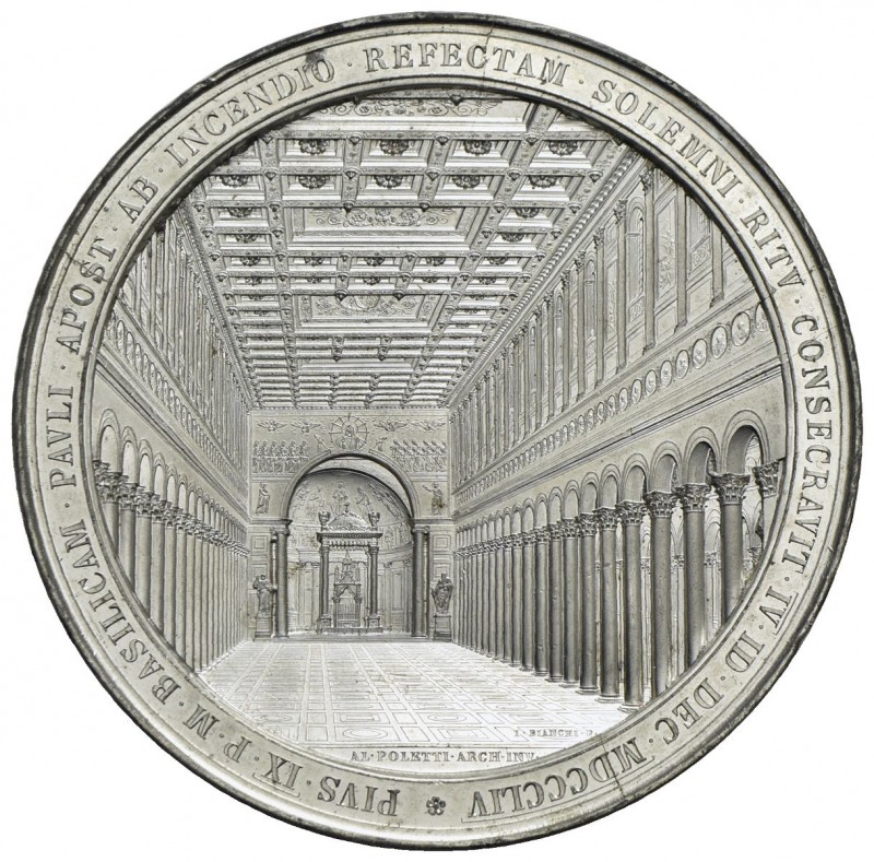 PAPALI - Pio IX (1846-1866) - Medaglia - 1854 - Ricostruzione della Basilica di ...