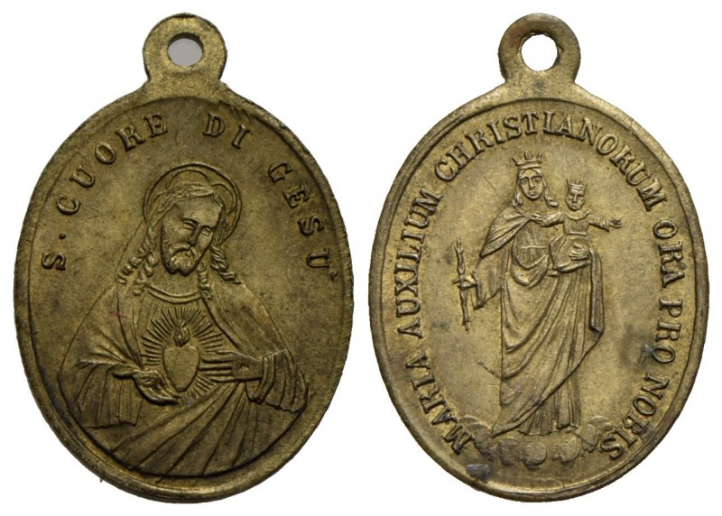 RELIGIOSE - Medaglia - Sacro cuore di Gesù - Busto di Gesù - R/ La Madonna col B...