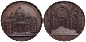 CITTA' - Roma - Medaglia - La Basilica di San Pietro - La facciata principale della Basilica - R/ L'interno della navata centrale della Basilica di S....