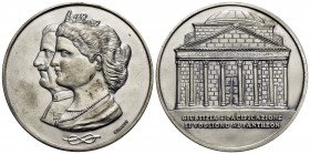 CITTA' - Roma - Medaglia - Pantheon - Giustizia e pacificazione li vogliono al Pantheon - Volti di Vittorio Emanuele III e consorte a s. - R/ Il Panth...