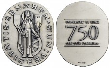 CITTA' - Siena - Medaglia - UNIVERSITA' - 750° anno della fondazione - Simboli della città - R/ Scritta Opus: Picchiani e Barlacchi - (AG g. 41) Ovale...