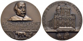 PERSONAGGI - Carlo Maderno (1556-1629) - Medaglia - 1956 - Roma per il IV° centenario della nascita - Busto di fronte e scritta - R/ Basilica di San G...