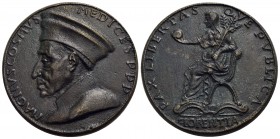 PERSONAGGI - Cosimo il vecchio de' Medici (1389-1464) - Medaglia - 1464 - Busto a s. - R/ La città di Firenze seduta a s. regge ramo d'ulivo e sfera O...
