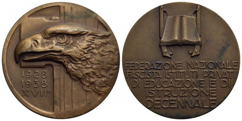 FASCISTE - Medaglia - 1928-1938 A. XVI - Federazione Nazionale Fascista Istituti...