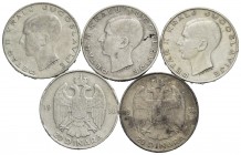 Estere - YUGOSLAVIA - 20 Dinari 1938 - Lotto di 5 monete in Ag.
med. BB