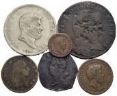 Zecche Italiane - NAPOLI - Lotto di 6 monete di cui una è un falso d'epoca (piastra 1796) -
MB÷BB+