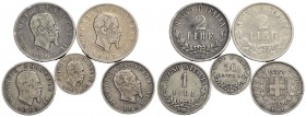 Savoia - Vittorio Emanuele II - Lotto di 5 monete -
qBB÷BB+