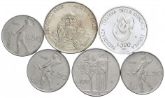 Repubblica Italiana - 500 Lire 1990 Pres. CEE in scatola originale, 50 L. (3), 100 L. e RSM 1.000 L. 1980 S. Benedetto - Lotto di 6 monete di cui 2 in...