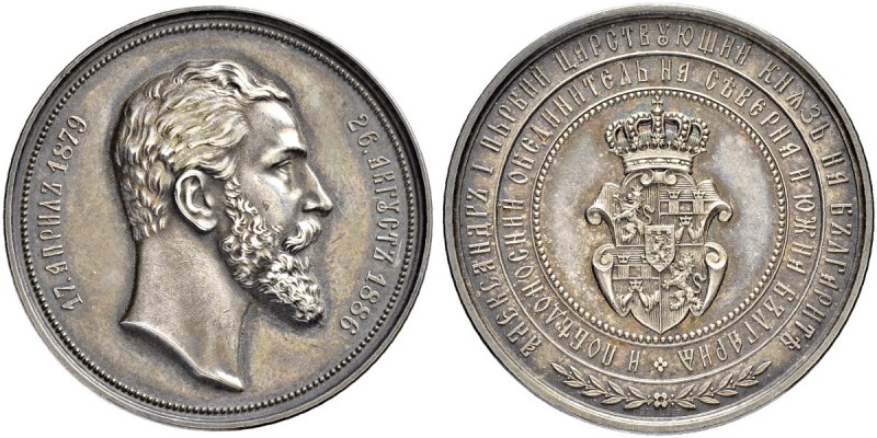 BULGARIEN
Alexander I. 1879-1886. Silbermedaille 1886. Auf seine Regierungszeit...