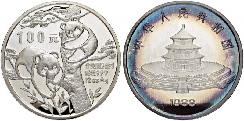CHINA
Volksrepublik. 100 Yuan 1988. In Original box of issue. 374.06 g. Prachtv...