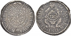 DEUTSCHLAND
Bayern, Herzogtum, seit 1623 Kurfürstentum, seit 1806 Königreich
Maximilian I. 1598-1651. Kipper-120 Kreuzer (Doppelgulden) 1621, Münche...