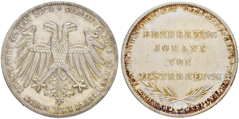 DEUTSCHLAND
Frankfurt, Stadt
Doppelgulden 1848. Erzherzog Johann von Österreic...