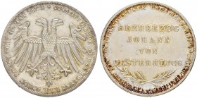 DEUTSCHLAND
Frankfurt, Stadt
Doppelgulden 1848. Erzherzog Johann von Österreich als Reichsverweser gewählt. 21.13 g. Kahnt 176. Thun 135. Dav. 644. ...