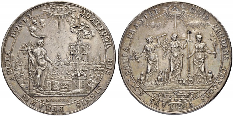 DEUTSCHLAND
Hamburg, Stadt
Silbermedaille 1677. Silberabschlag des goldenen Ba...