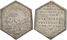 DEUTSCHLAND
Lübeck, Stadt
Silbermedaille 1630. Auf den Frieden von Lübeck zwischen Kaiser Ferdinand II. und Dänemark am 2. Juli. 1629. Unsigniert. V...