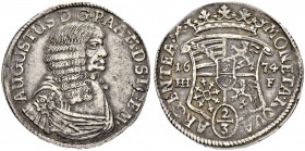 DEUTSCHLAND
Magdeburg, Erzbistum
August von Sachsen-Weissenfels, 1638-1680. 2/3 Taler 1674, Halle. 18.17 g. von Schrötter 791. Dav. 631. Gutes sehr ...