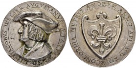 DEUTSCHLAND
Sammlung von Münzen und Medaillen der Stadt Nürnberg aus altem Privatbeitz
Silbermedaille 1519. Auf Jakob Welser. Von unbekanntem Kopist...