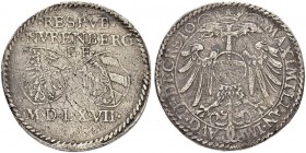 DEUTSCHLAND
Sammlung von Münzen und Medaillen der Stadt Nürnberg aus altem Privatbeitz
Reichsguldiner 1567. 23.73 g. Kellner 142. Slg. Erlanger 200-...