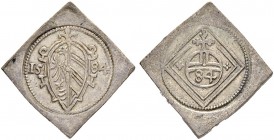 DEUTSCHLAND
Sammlung von Münzen und Medaillen der Stadt Nürnberg aus altem Privatbeitz
Dreier 1584. Viereckige Klippe. 19 x 19 mm. 5.16 g. Kellner z...