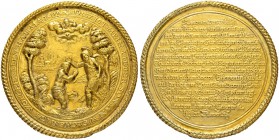 DEUTSCHLAND
Sammlung von Münzen und Medaillen der Stadt Nürnberg aus altem Privatbeitz
Vergoldete Silbermedaille 1613. Auf die Taufe von Anna Maria ...