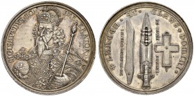DEUTSCHLAND
Sammlung von Münzen und Medaillen der Stadt Nürnberg aus altem Privatbeitz
Silbermedaille o. J. (um 1700). Auf die Reichskleinodien. Ste...