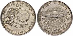 DEUTSCHLAND
Sammlung von Münzen und Medaillen der Stadt Nürnberg aus altem Privatbeitz
Silbermedaille 1700. Auf die Jahrhundertwende. Unsigniert. Ei...