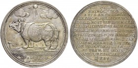 DEUTSCHLAND
Sammlung von Münzen und Medaillen der Stadt Nürnberg aus altem Privatbeitz
Silbermedaille 1748. Auf das erste in Deutschland gezeigte Na...