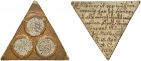DEUTSCHLAND
Sammlung von Münzen und Medaillen der Stadt Nürnberg aus altem Privatbeitz
Pfennig 1764. Drei 1-Pfennig-Stücke in eine dreieckige Pappe ...
