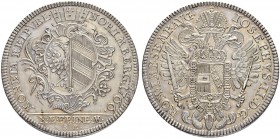 DEUTSCHLAND
Sammlung von Münzen und Medaillen der Stadt Nürnberg aus altem Privatbeitz
Taler 1766. Titel Joseph II. Mit Laubrand. 28.05 g. Kellner 3...