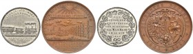 DEUTSCHLAND
Sammlung von Münzen und Medaillen der Stadt Nürnberg aus altem Privatbeitz
Zinnmedaille 1844. Auf die Eröffnung der Eisenbahnlinie zwisc...