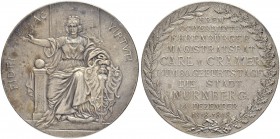 DEUTSCHLAND
Sammlung von Münzen und Medaillen der Stadt Nürnberg aus altem Privatbeitz
Silbermedaille 1898. Bürgermedaille der Stadt zum 80. Geburts...