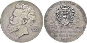 DEUTSCHLAND
Sammlung von Münzen und Medaillen der Stadt Nürnberg aus altem Privatbeitz
Silbermedaille 1900. Auf das 25jährige Jubiläum Heinrich Schw...