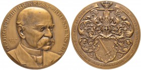 DEUTSCHLAND
Sammlung von Münzen und Medaillen der Stadt Nürnberg aus altem Privatbeitz
Bronzemedaille 1910. Auf den 70. Geburtstag des Georg Freiher...