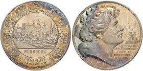 DEUTSCHLAND
Sammlung von Münzen und Medaillen der Stadt Nürnberg aus altem Privatbeitz
Silbermedaille 1912. Auf das 8. Deutsche Sängerbundesfest, ge...
