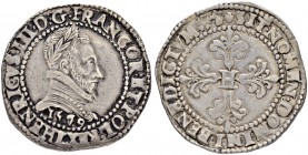 FRANKREICH
Königreich
Henri III. 1574-1589. 1 Franc 1579 L, Bayonne. 13.78 g. Duplessy 1130. Sehr schön / Very fine. Vor seinem Regierungsantriit in...