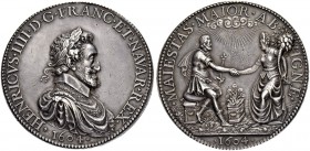 FRANKREICH
Königreich
Henri IV. 1589-1610. Silbermedaille 1604. Auf Henri IV und seine Gemahlin Maria von Medici. Unsigniert, von P. Danfrie. Brustb...
