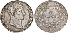 FRANKREICH
Königreich
I. Kaiserreich. Napoleon I. 1804-1815. 5 Francs AN 12 (1803-1804) A, Paris. 24.88 g. Gadoury 579. Dav. 83. Gutes sehr schön / ...
