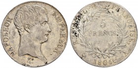 FRANKREICH
Königreich
I. Kaiserreich. Napoleon I. 1804-1815. 5 Francs 1806 A, Paris. 24.93 g. Gadoury 581. Dav. 83. Kleine Kratzer / Minor scratches...