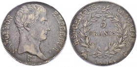 FRANKREICH
Königreich
I. Kaiserreich. Napoleon I. 1804-1815. 5 Francs 1806 B, Rouen. Gad. 581. Dav. 83. Sehr selten / Very rare. PCGS XF 45. Sehr sc...